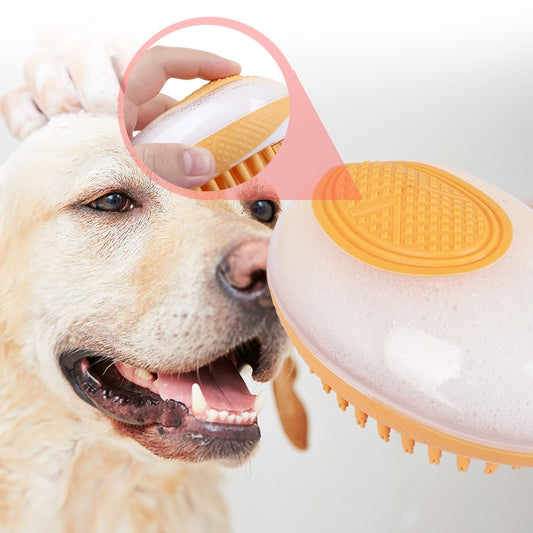 “2-in-1 Pet Bath & Massage Brush – Soft Silicone Grooming Tool for Dogs & Cats”