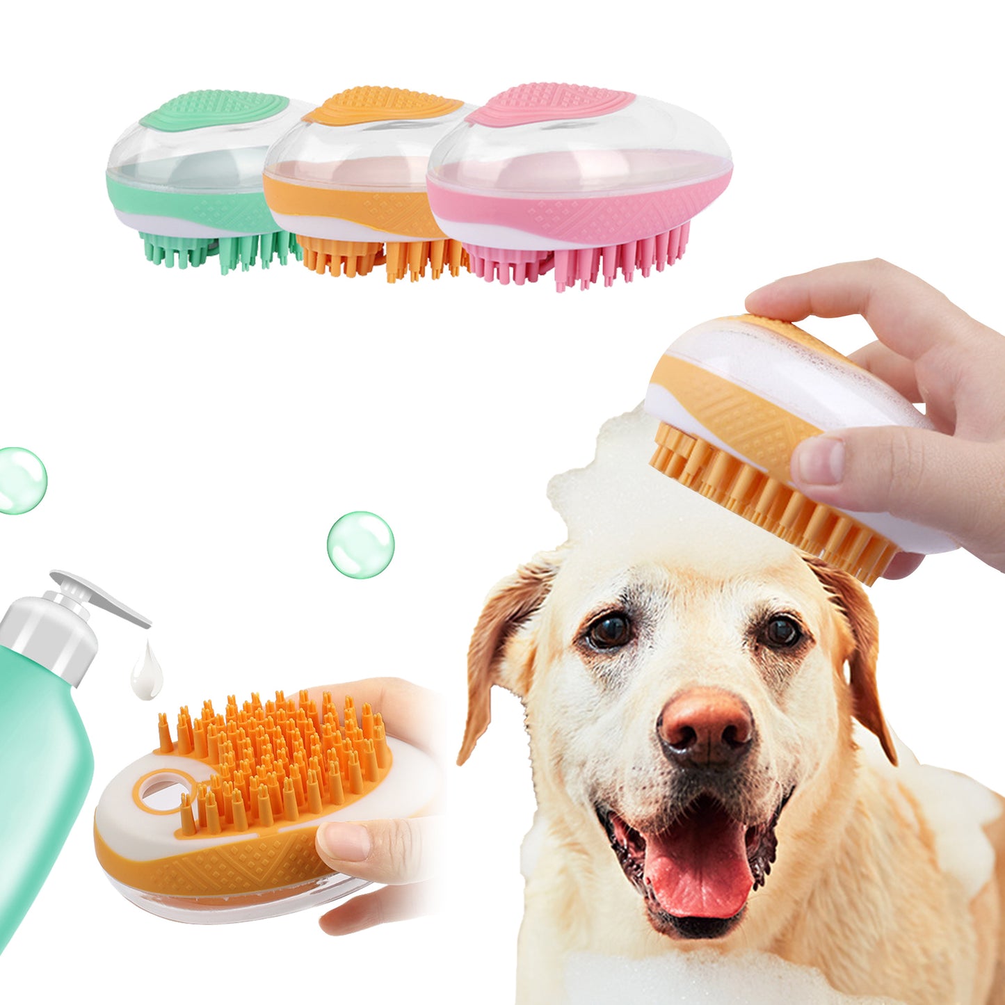 β2-in-1 Pet Bath & Massage Brush β Soft Silicone Grooming Tool for Dogs & Catsβ