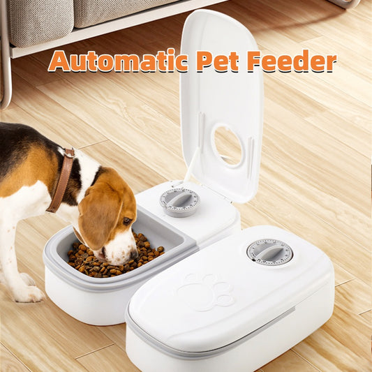“Smart Automatic Pet Feeder – Timed Dispenser with Stainless Steel Bowl for Cats & Dogs”